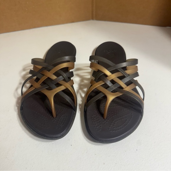 Crocs 14122 Huarache Flip Flop Thong Sandals 10 Jelly Strappy Resort‎ Beach Pool - Picture 1 of 4